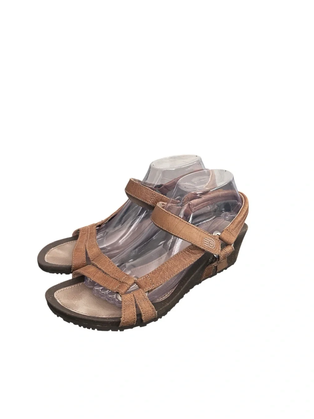 Teva Womens 4253 Brown Leather Wedge Sandals Comfort Shoes Size 10